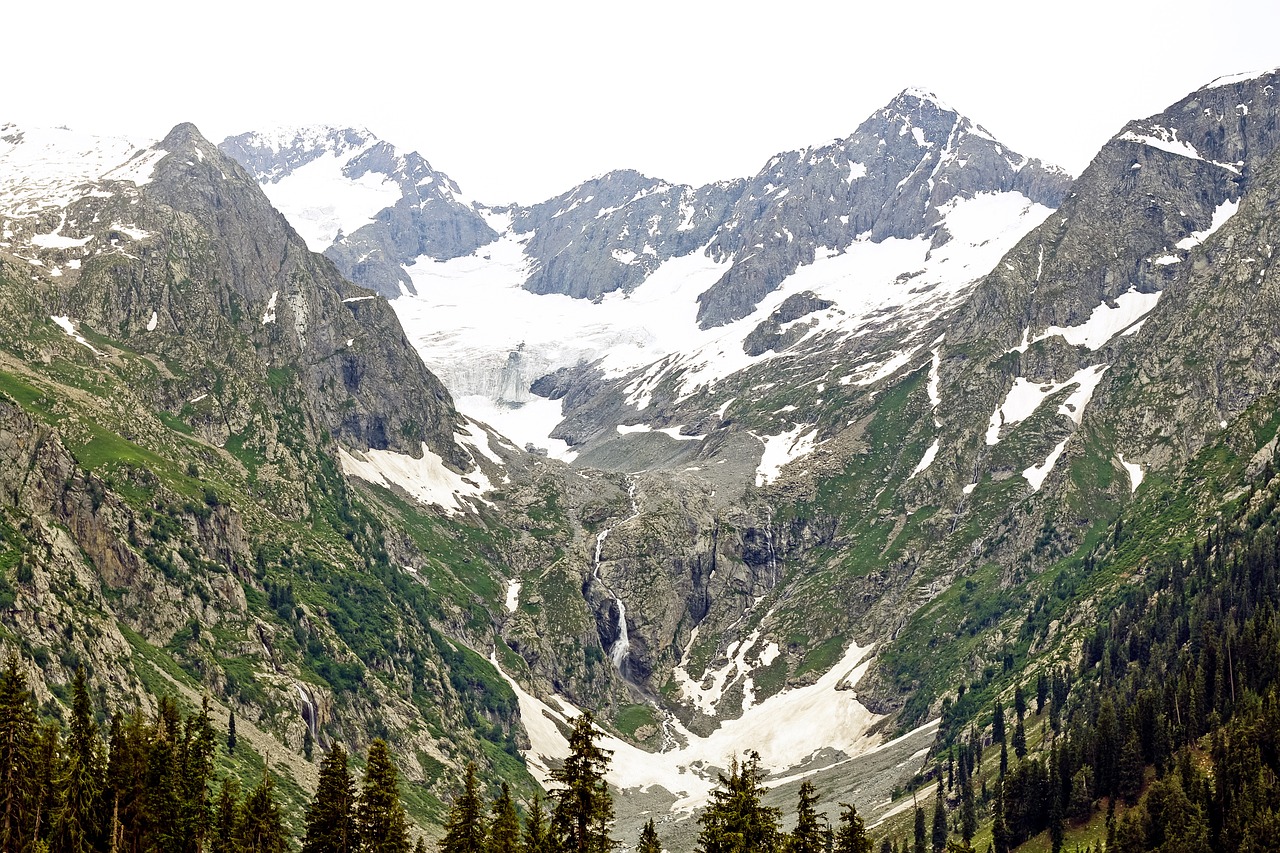 valley, mountains, snow