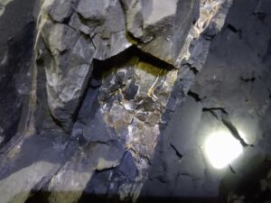 A mining front in an emerald mine showing the Calcareous Shale and Quartzite where emeralds are formed